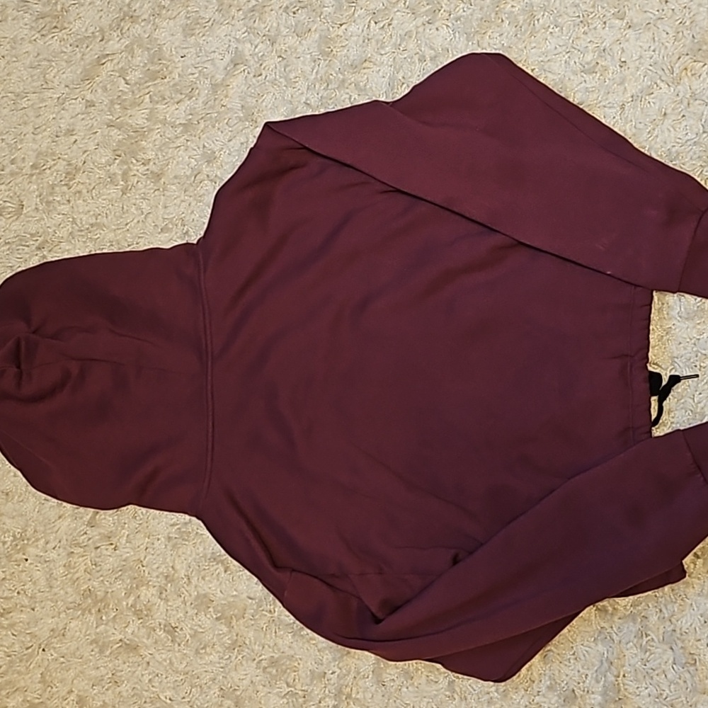 Victoria's Secret PINK Dark Maroon w/ Black Writing Cropped Hoodie. - Picture 6 of 6